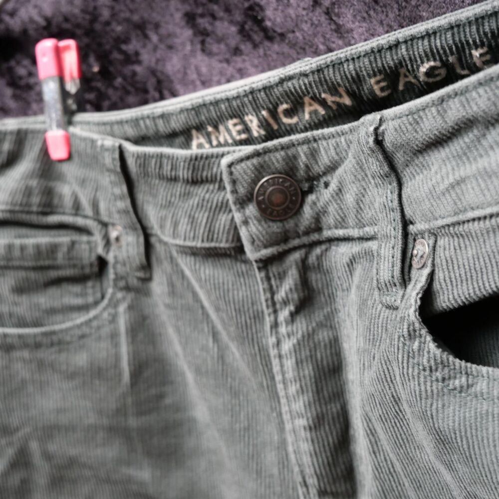 American-eagle Women's Green and Grey Trousers
